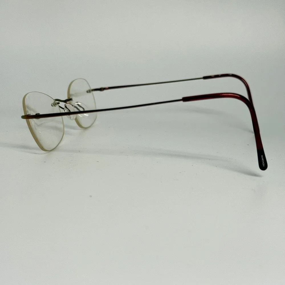 Marchon Airlock 2 Rimless‎ Eyeglasses Burgundy Red Metal 760 91 Italy 135mm